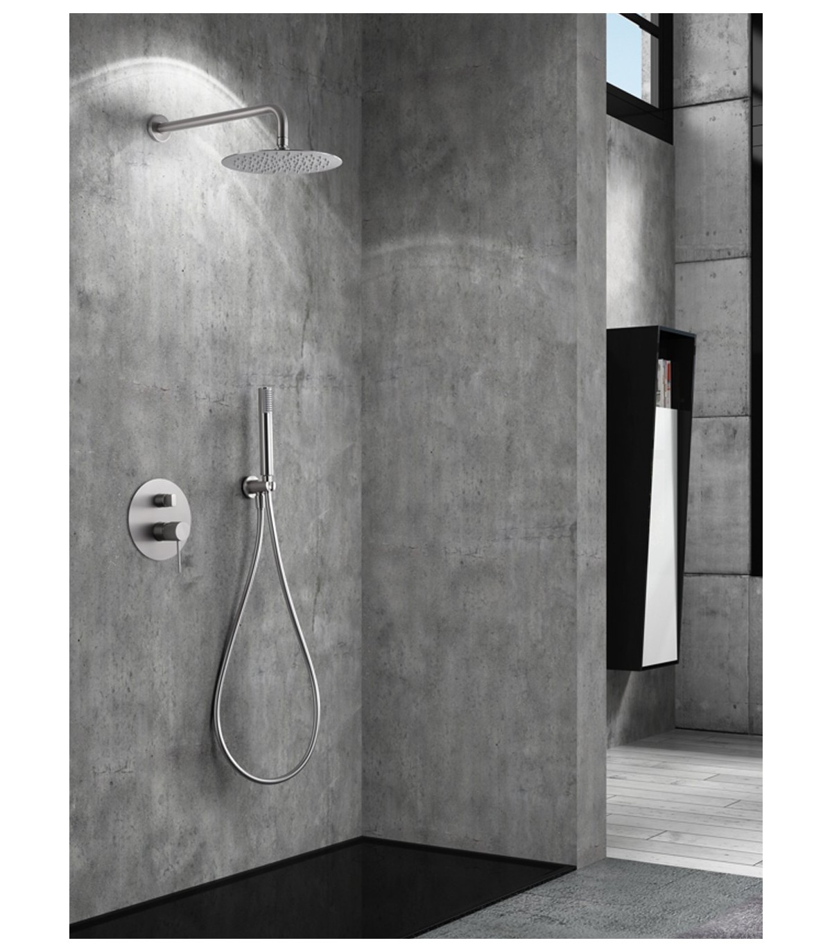 Comprar Kit de ducha termostatica empotrada negro mate cuadrado online
